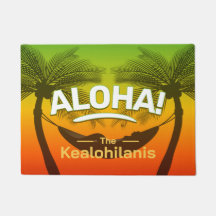ALOHA Tropische Palm en Zonsondergang