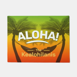 ALOHA Tropische Palm en Zonsondergang Deurmat