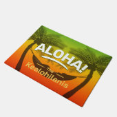 ALOHA Tropische Palm en Zonsondergang Deurmat (Schuin)
