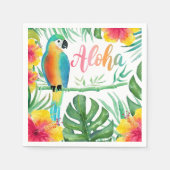 Aloha Tropische Papegaai Hibiscus Palm Servet (Voorkant)