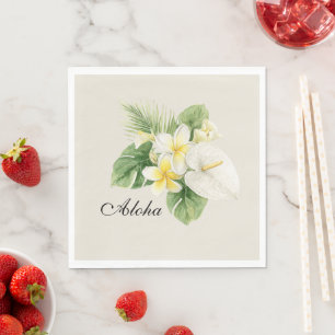 Aloha Tropische Plumeria Bloemen Servet