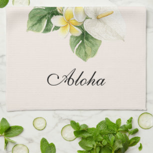 Aloha Tropische Plumeria Bloemen Theedoek