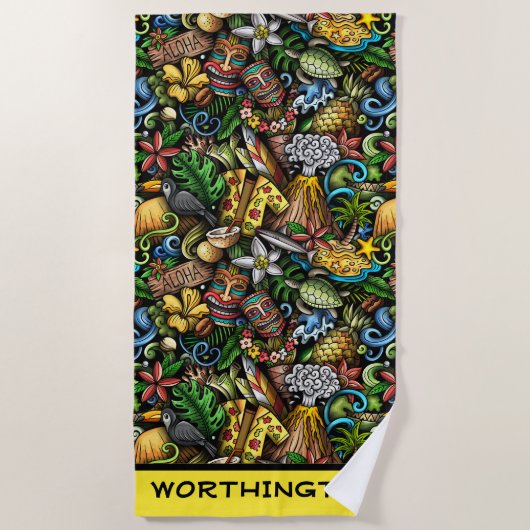 ALOHA Tropische strand handdoeken (Voorkant)