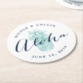 Aloha tropische Waterverf ananas Ronde Kartonnen Onderzetter (Gebogen)