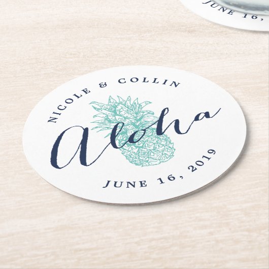 Aloha tropische Waterverf ananas Ronde Kartonnen Onderzetter (Gebogen)