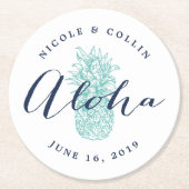 Aloha tropische Waterverf ananas Ronde Kartonnen Onderzetter (Voorkant)