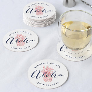 Aloha tropische Waterverf ananas Ronde Kartonnen Onderzetter