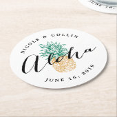 Aloha tropische Waterverf ananas Ronde Kartonnen Onderzetter (Gebogen)