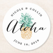 Aloha tropische Waterverf ananas Ronde Kartonnen Onderzetter (Voorkant)