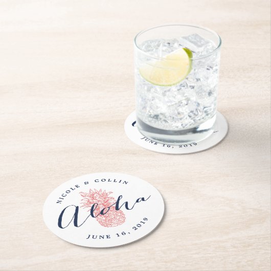 Aloha tropische Waterverf ananas Ronde Kartonnen Onderzetter (Insitu)