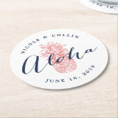 Aloha tropische Waterverf ananas Ronde Kartonnen Onderzetter (Gebogen)