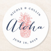 Aloha tropische Waterverf ananas Ronde Kartonnen Onderzetter (Voorkant)