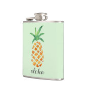 Aloha Tropische Waterverf Pineappel Gepersonalisee Heupfles (Links)