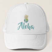 Aloha Tropische Waterverf Pineappel Trucker Hat Trucker Pet (Voorkant)