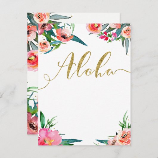 Aloha Tropische Zomer Bloemige Moderne Bewaar de D Aankondigingskaart (Voorkant / Achterkant)
