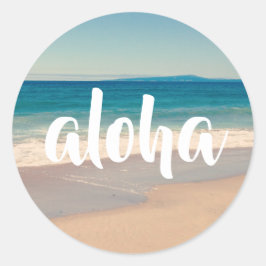 Aloha Turquoise Aqua Beach Foto Ronde Sticker