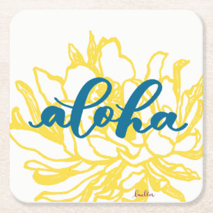 Aloha Turquoise Cereus Bloemen Onderzetters