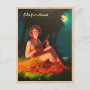 Aloha uit Hawaii/Meisje met Ukulele Briefkaart