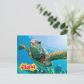 Aloha uit het Hawaii Honu Green Zee Turtle Briefka Briefkaart (Staand voorkant)