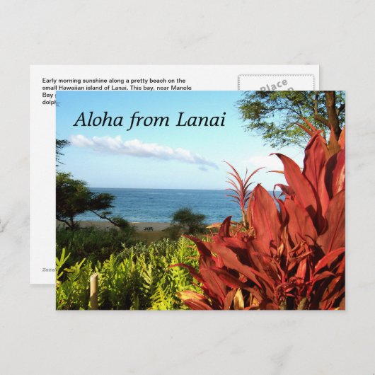 Aloha uit Lanai Hawaii Briefkaart (Voorkant / Achterkant)