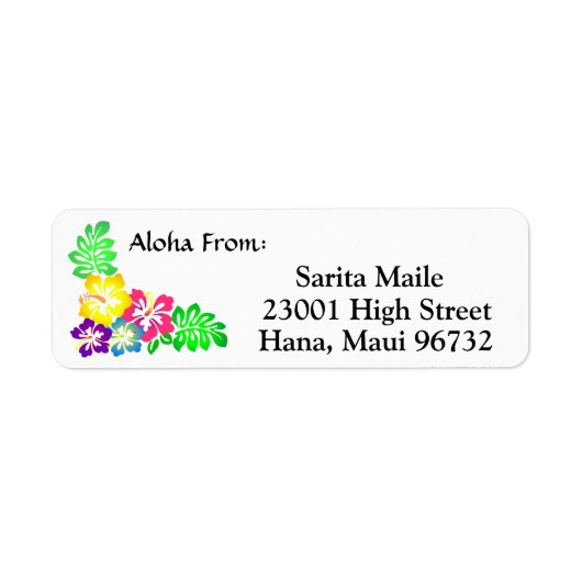 Aloha uit tropische hibiscus etiket (Voorkant)