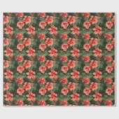 Aloha Ula Rode Hibiscus Bloemmotief Cadeaupapier (Vlak)