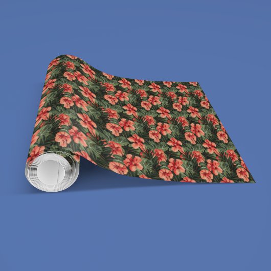 Aloha Ula Rode Hibiscus Bloemmotief Cadeaupapier
