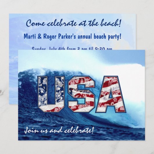 Aloha USA Wave Party-uitnodigingen Kaart (Voorkant / Achterkant)