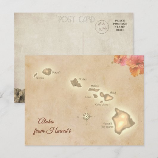  Aloha van de Hawaiiaanse eilanden Briefkaart (Voorkant / Achterkant)
