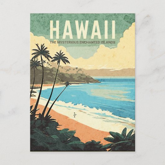 Aloha van Hawaï Vintage Reizen Briefkaart (Voorkant)