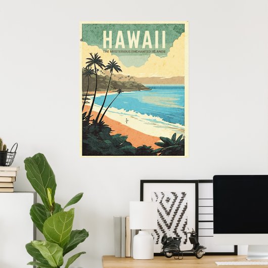 Aloha van Hawaï Vintage Reizen Poster (Thuiskantoor)