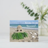 Aloha van Hawaii Christmas Snowman Sandman Feestdagenkaart (Staand voorkant)
