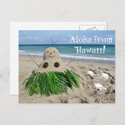 Aloha van Hawaii Christmas Snowman Sandman Feestdagenkaart (Voorkant / Achterkant)