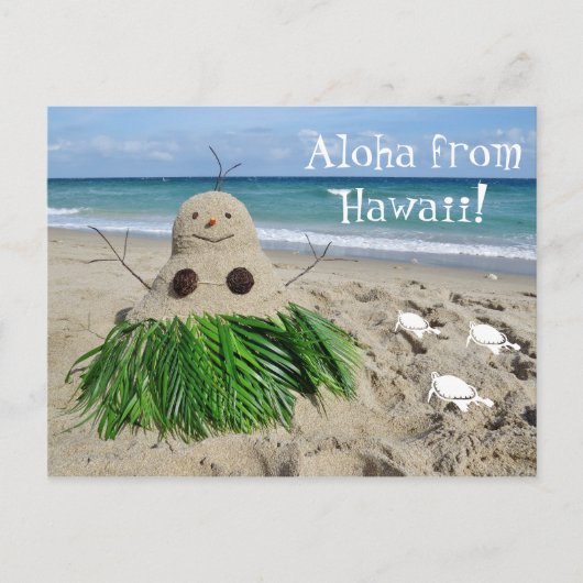 Aloha van Hawaii Christmas Snowman Sandman Feestdagenkaart (Voorkant)