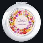 Aloha! Van Hawaii Handtas Spiegeltje<br><div class="desc">Aloha is een vrolijke groet met de speciale Hawaiiaanse geur van kleurrijke bloemen. Pas deze florale kreet aan met uw eigen tekst en creëer een unieke gunst voor elke gelegenheid.</div>