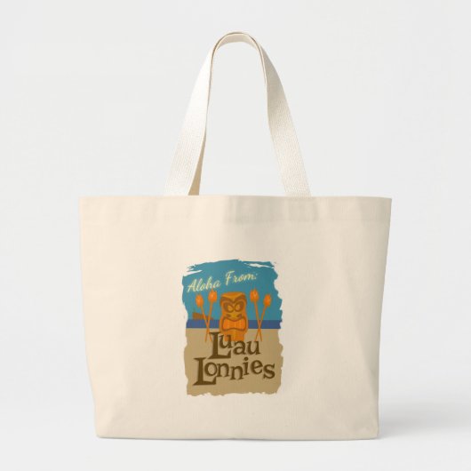 Aloha van Luau Lonnies Fun Cartoon Tiki Kijk Grote Tote Bag (Voorkant)