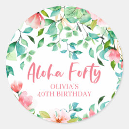 Aloha Veertig Tropische Luau Verjaardag Ronde Sticker