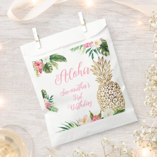 Aloha Verjaardag Luau Hawaïaanse Gouden Ananas Bedankzakje (Geknipt)