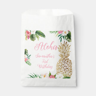 Aloha Verjaardag Luau Hawaïaanse Gouden Ananas Bedankzakje