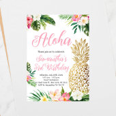 Aloha Verjaardag Luau Hawaïaanse Gouden Ananas Kaart