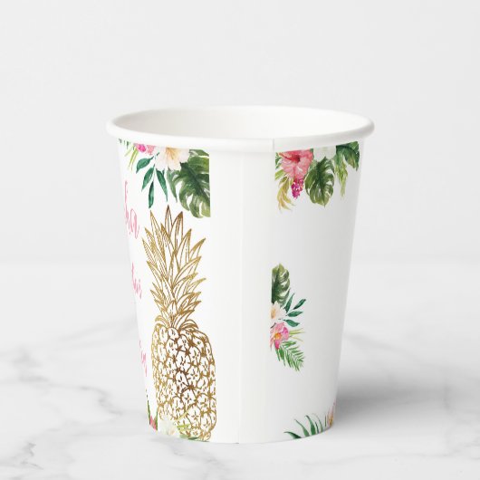 Aloha Verjaardag Luau Hawaïaanse Gouden Ananas Papieren Bekers (Rechts)
