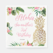 Aloha Verjaardag Luau Hawaïaanse Gouden Ananas Servet (Voorkant)