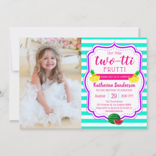 Aloha Verjaardag Luau Tropische foto Twee-tti Frut Kaart (Voorkant)