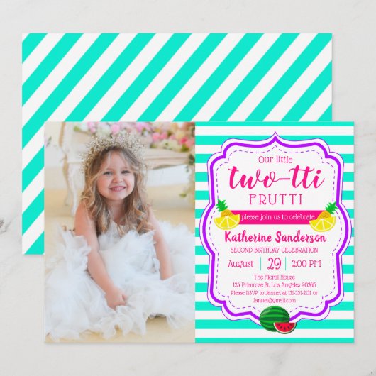 Aloha Verjaardag Luau Tropische foto Twee-tti Frut Kaart (Voorkant / Achterkant)