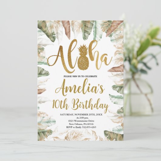 Aloha Verjaardag, Luau Verjaardag, Elke Leeftijd,  Kaart (Staand voorkant)