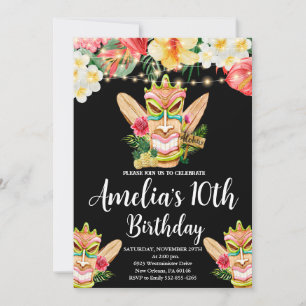 Aloha Verjaardag, Tiki Masker Feest, Luau Verjaard Kaart