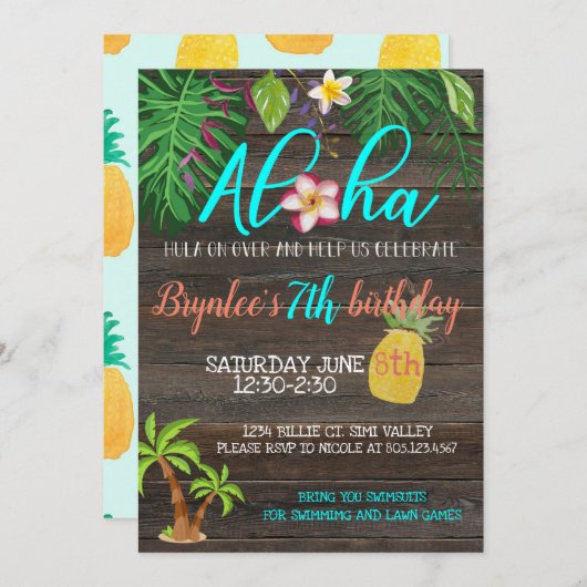 ALOHA verjaardag|Tropisch|Poolfeest Kaart (Voorkant / Achterkant)