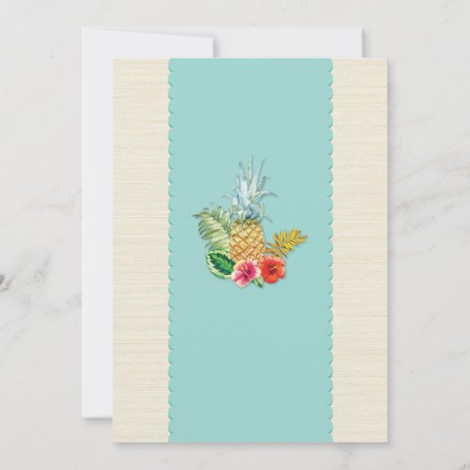 Aloha Verjaardagsfeest Aqua Aloha Ananas Uitnodige Kaart (Achterkant)