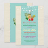 Aloha Verjaardagsfeest Aqua Aloha Ananas Uitnodige Kaart (Voorkant / Achterkant)