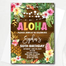 Aloha Verjaardagsuitnodiging sjabloon Hawaiian Bir